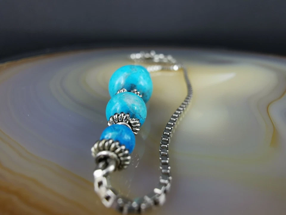 Armband Silber 900 Türkis Kugeln Vintage - zauberhaft silver anello - Bild 3 von 4