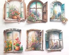 3D UPick Garden Flower Window Scenes Scrapbook Card Embellishment 3826