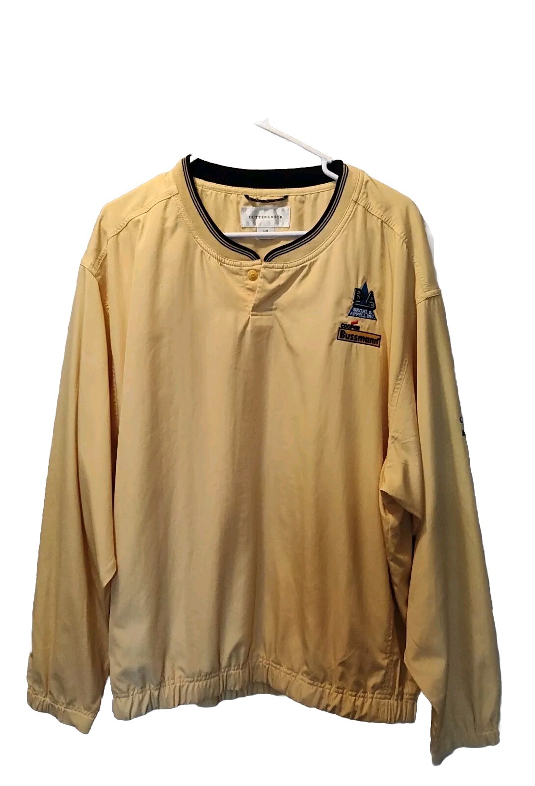 Cutter & Buck Cooper Bussman Logo Windbreaker Pullover - Yellow with Black Trim - Size L
