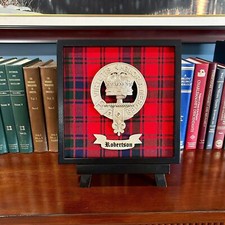 Robertson Framed Scottish Clan Tartan Badge Crest