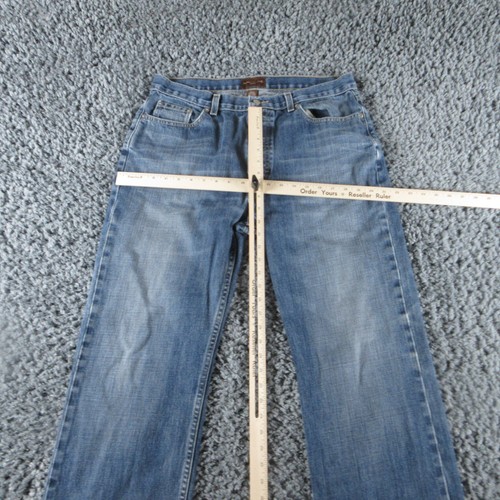 Banana Republic Jeans Mens 36x32 Blue Denim Button Fly Straight Altered 35x26* - Afbeelding 6 van 18