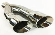 Exhaust Tip 2.50" Inlet 4.00" Outlet 16.00" long Dual Slant Angle Stainless Stee