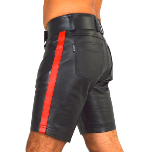 awanstar 5 pockets Leder Shorts Jeansshorts mit streife Sommer jeans lederhose - Picture 3 of 22