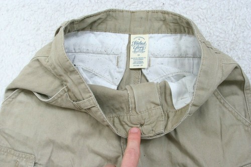Faded Glory Beige Cotton Flat Front Cargo Dress Shorts Twelve 12 26" x 9.5" M25 - Picture 3 of 4