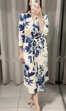 ZARA PRINTED SHIRT DRESS MIDI BLUE & WHITE SS24 SIZE M REF. 3357/183