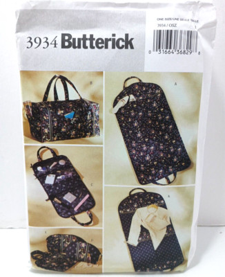 Butterick Sewing Pattern # 3934 Travel Bags Garment Duffel Organizers Uncut FF