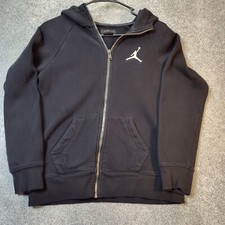 Jordan Boys Jacket Black L Long Sleeve Full Zip Hoodie Pockets Sweatshirt