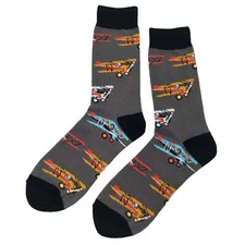 NWT Old Time Airplane Dress Socks Novelty Men 8-12 Gray Crazy Fun Sockfly