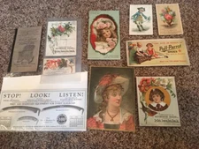 Lot Of ANTIQUE TRADE CARDS, Poll Parrot SHOES, DRY GOODS STORE, Lipkin, Coffee &