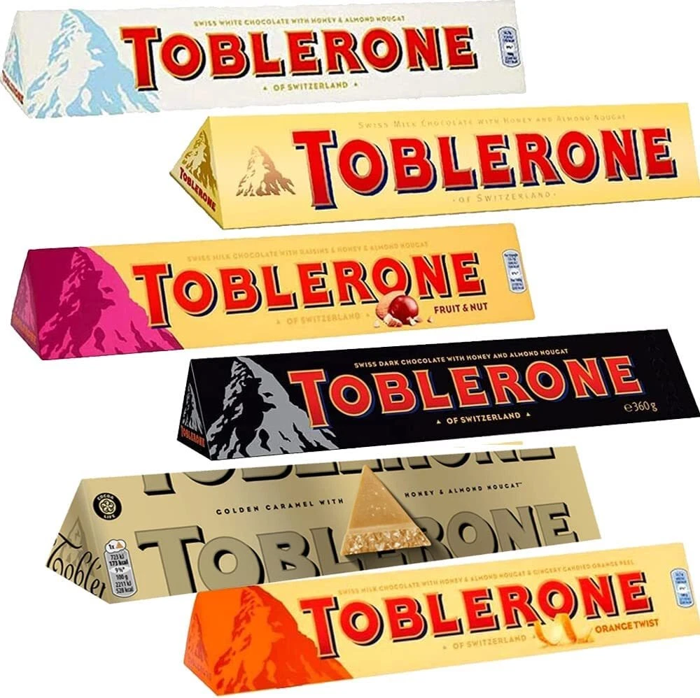 TOBLERON 4 x MIXED CHOCOLATES (DARK, WHITE, MILK, ALMOND) LARGE