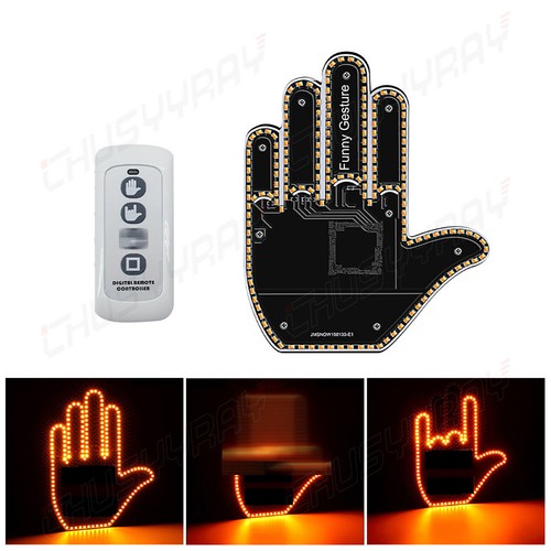 Car Funny Middle Finger Light 3 Gesture Modes LED Hand Light with Remote Control - Picture 16 of 17