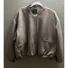 Truth By Republic Taupe Zip Pockets Faux Leather Jacket, Size Large, Nwt