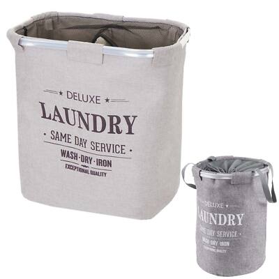 Wasbak HWC-C34, Wasmand Wasbox Waszak Wasbak met net, 55x39cm 65l ~ koord grijs