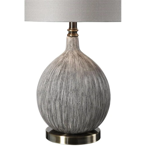 Uttermost Hedera Ceramic Metal Fabric Table Lamp in Textured Ivory/Light Beige - Picture 3 of 8