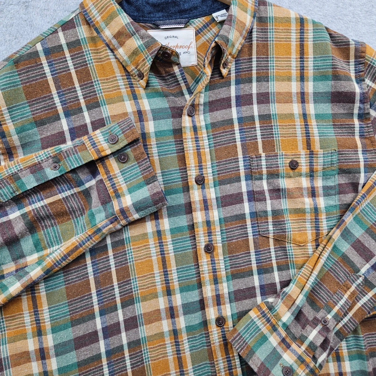 Weatherproof Vintage Mens Plaid Flannel Long Sleeve Button Up Shirt Size XXL