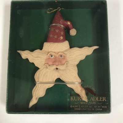 Vintage Kurt Adler Santa Ornament Star Celestial Face Holiday Decor Christmas