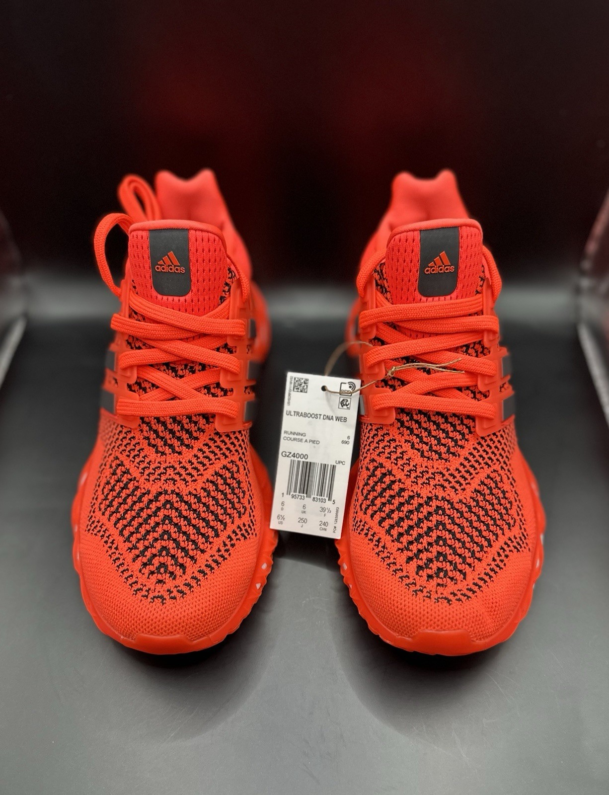 SAOLA Adidas UltraBoost Web DNA J Solar Red GS taglia 6 5 WMNS taglia 8 GZ4000 nuove senza scatola