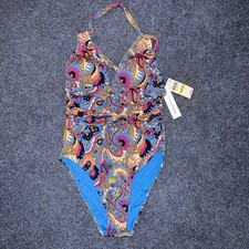 Lucky Brand MULTI Paisley Poolside Charm One Piece Swimsuit, Medium Womens NWT