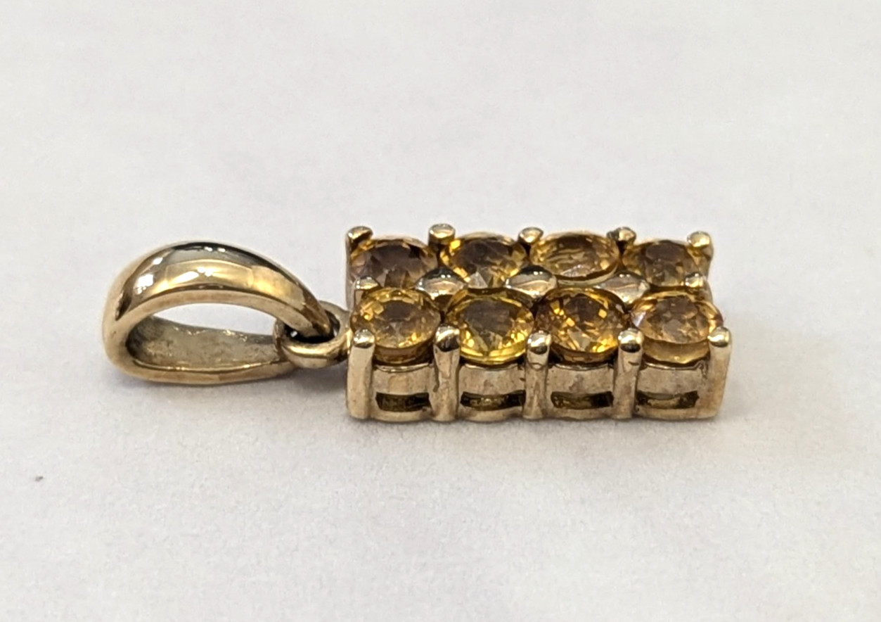 9ct Yellow Gold Pendant Charm Topaz Gemstones Full Hallmark Size 7.4mm x 24mm image 3