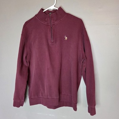 US Polo Assn. Burgundy Red Quarter 1/4 Zip-Up Sweater Men s  Size XL