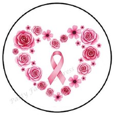 PINK RIBBON HEART FLORAL BREAST CANCER ENVELOPE SEALS LABELS STICKERS FAVORS