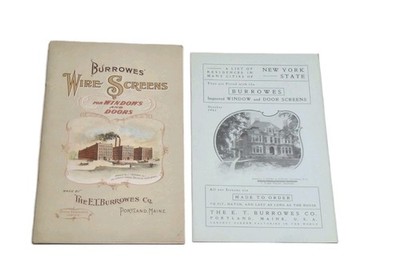 ET Burrowes Co Wire Screens Windows & Doors Portland Maine Catalog 1901 + Extras
