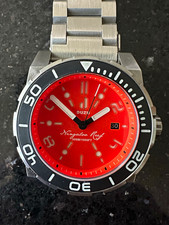DUZU Ningaloo Reef NR-RD-01 300m Auto Diver Red Dial Date Steel Bracelet