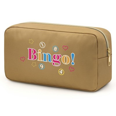 Bingo Gift for Women Makeup Bag Game 9.45 x 2.76 x 5.12 inches, Brown 
