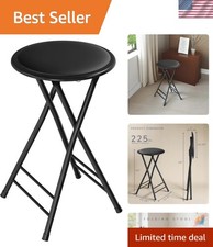 Folding Stool - Backless 24-Inch Stool with 225lb Capacity for Kitchen or Rec...