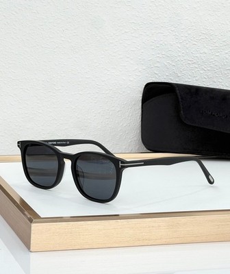 TOM FORD TF5505 Matte Black Acetate Square Sunglasses Grey Lens 50-19