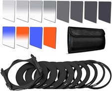 Square Filter Kit ND Filters Graduated Full Color Lens Filter Set for Cokin P...