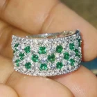 2Ct Round Cut Lab Created Emerald Women Wedding Ring 14K White Gold Plated