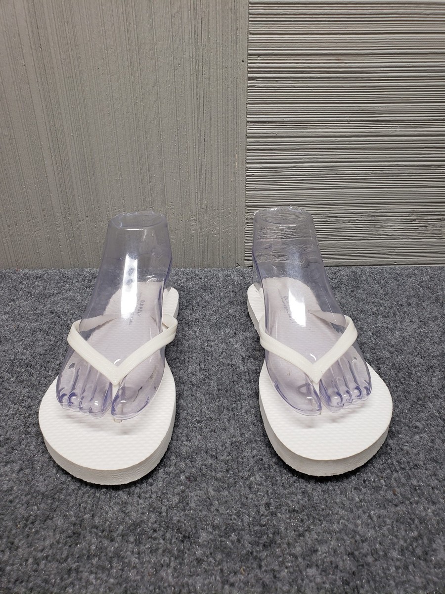 Old Navy Women Flip Flop Sandals 7 White Slip On Rubber Sole Open Comfort Shoes View 2