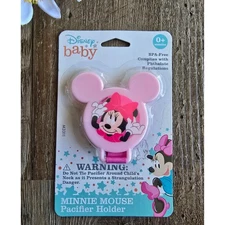 NIP Disney Baby Newborn Minnie Mouse Pacifier Binky Clip Holder Pink 0+ Months