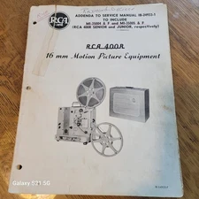 VINTAGE RCA MODEL 400R, 16mm FILM PROJECTOR SERVICE MANUAL ADDENDA IB-24933-F