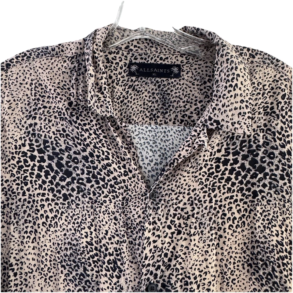 Camisa de viscosa con botones con estampado de leopardo XL Allsaints para hombre Foto 2 de 4