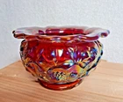 VINTAGE FENTON VIBRANT RUBY RED CARNIVAL GLASS WATERLILY SPITTOON **EXCELLENT**