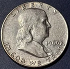 1960 Silver Benjamin Franklin Half Dollar 50c