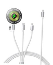 Multi Charging Cable with Magnetic Wireless Pad for Desk Travel White
