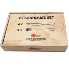 Solex Lena Besteckset Steakbesteck 12 teilig f&uuml;r 6 Personen inklusive Holzbox