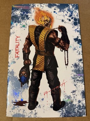 FAME: ED BOON MORTAL KOMBAT SCORPION VARNISH/White/Red SPOT Foil, Sig-Remark COA