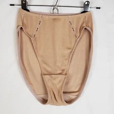 Vintage Natori Hi Cut Bikini Panties Small Hi Rise Tan Stretchy 90s