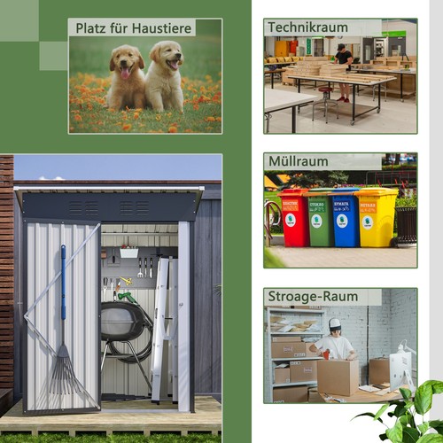 Metall Geräteschuppen Gerätehaus XL mit Pultdach Schuppen 1m² mit Handschuhe - Bild 3 von 10