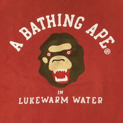 BAPE APE HEAD embroidery logo sweat shirt red Women's A