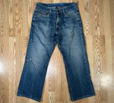 Y2K U.S Polo Assn 34 x 28 Distressed Bootcut Mens Blue Jeans