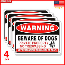4 Pack Beware of Dog Sign,10x7 inch High Reflective Beware of Dog Sign for Fence