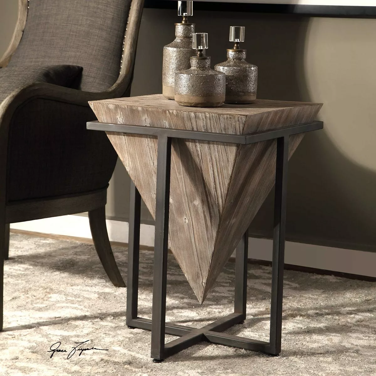 Farmhouse industrial cheap end table