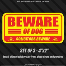 3x Beware of Dog stickers caution door warning attention animal safety solicit