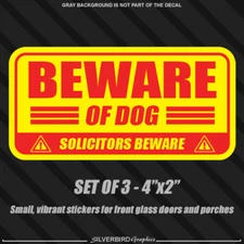 3x Beware of Dog stickers caution door warning attention animal safety solicit