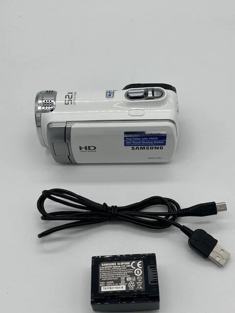 Samsung HMXF90WN/XAA White HD Camcorder HDMI, 52X, Open Box & Charger + Cord - Image 2 of 4
